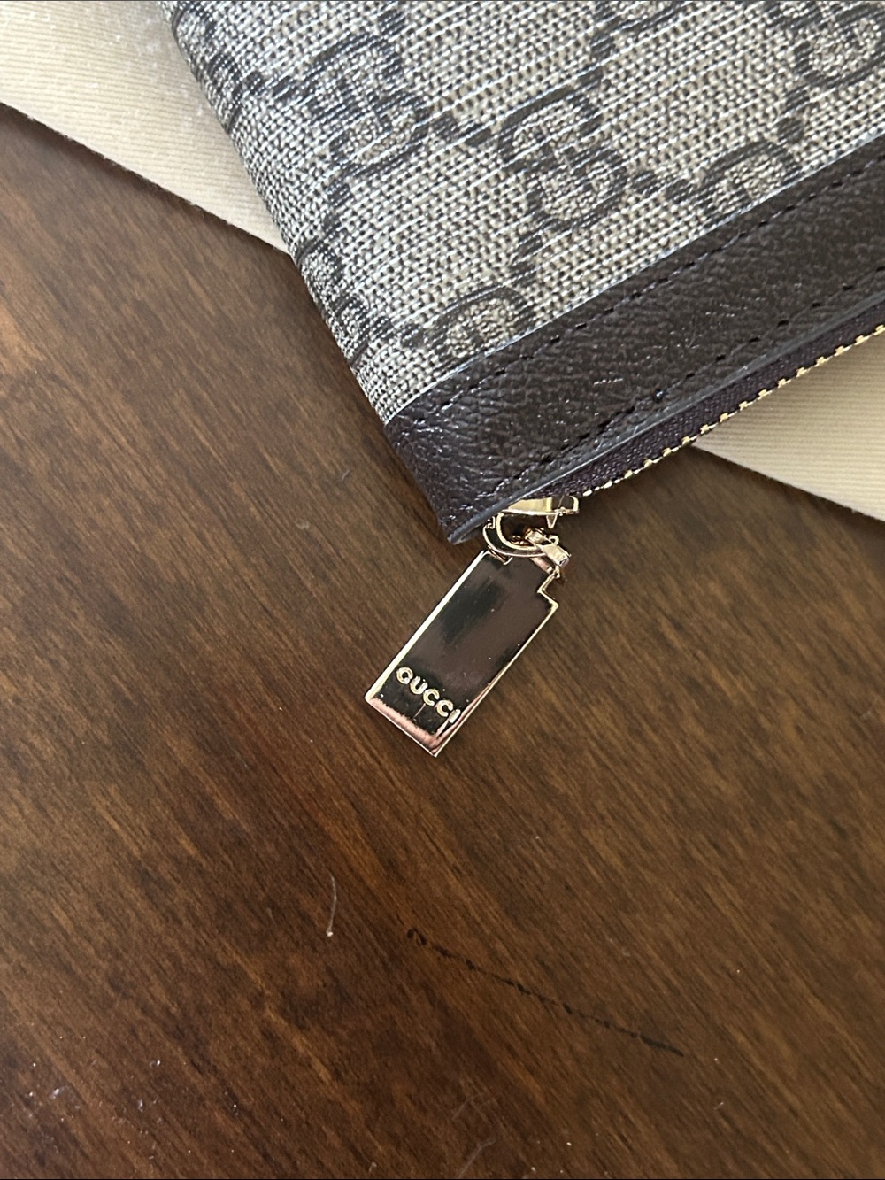 New Beige/BrownSupreme Wallet with Green-Red Stripe and Gold designer inspired - Picture 3 of 5